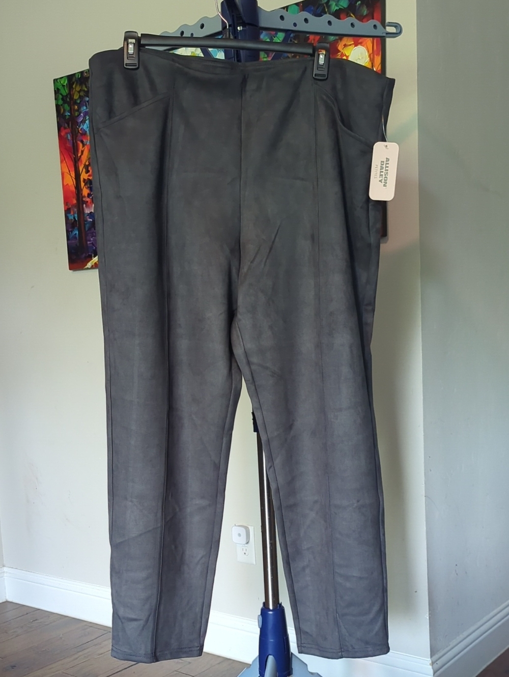 Allison Daley Women's Charcoal Gray Faux Suede Pants